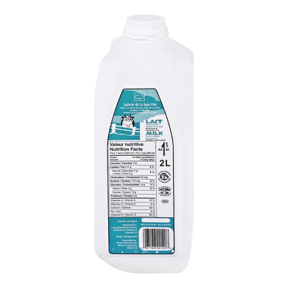 Laiterie de La Baie Partly Skimmed Milk 1% M.F. 2L