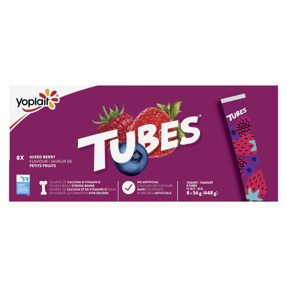 Yoplait Tubes Tubes Mixed Berry Yogurt 1% M.F. 8x56g