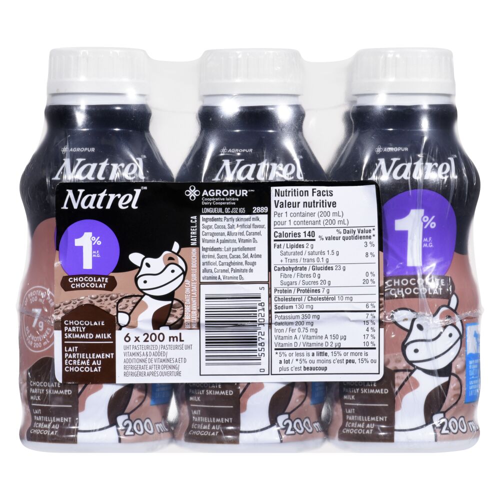 Natrel Partly Skimmed Chocolate Milk 1% M.F. 6x200ml