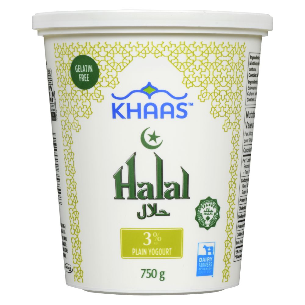 Khaas Halal Halal Yogurt Plain 3% M.F. 750G