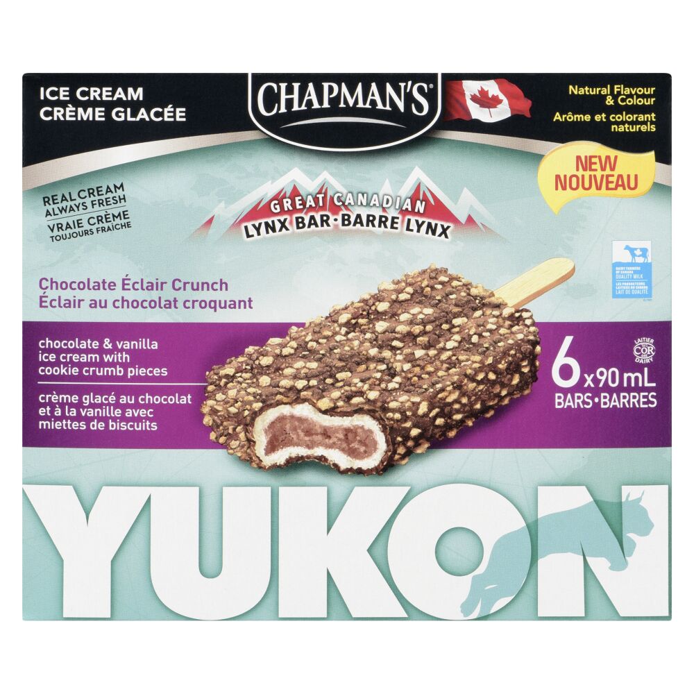 Chapman's Yukon Lynx Bar Chocolate Éclair Crunch Ice Cream Bars 6x90ml