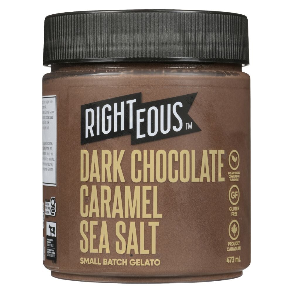 Righteous Dark Chocolate Caramel Sea Salt Gelato 473ml