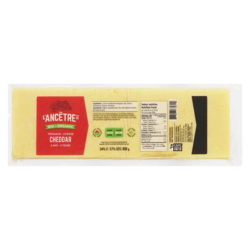 L'Ancêtre Organic Cheddar 3 Years 908g