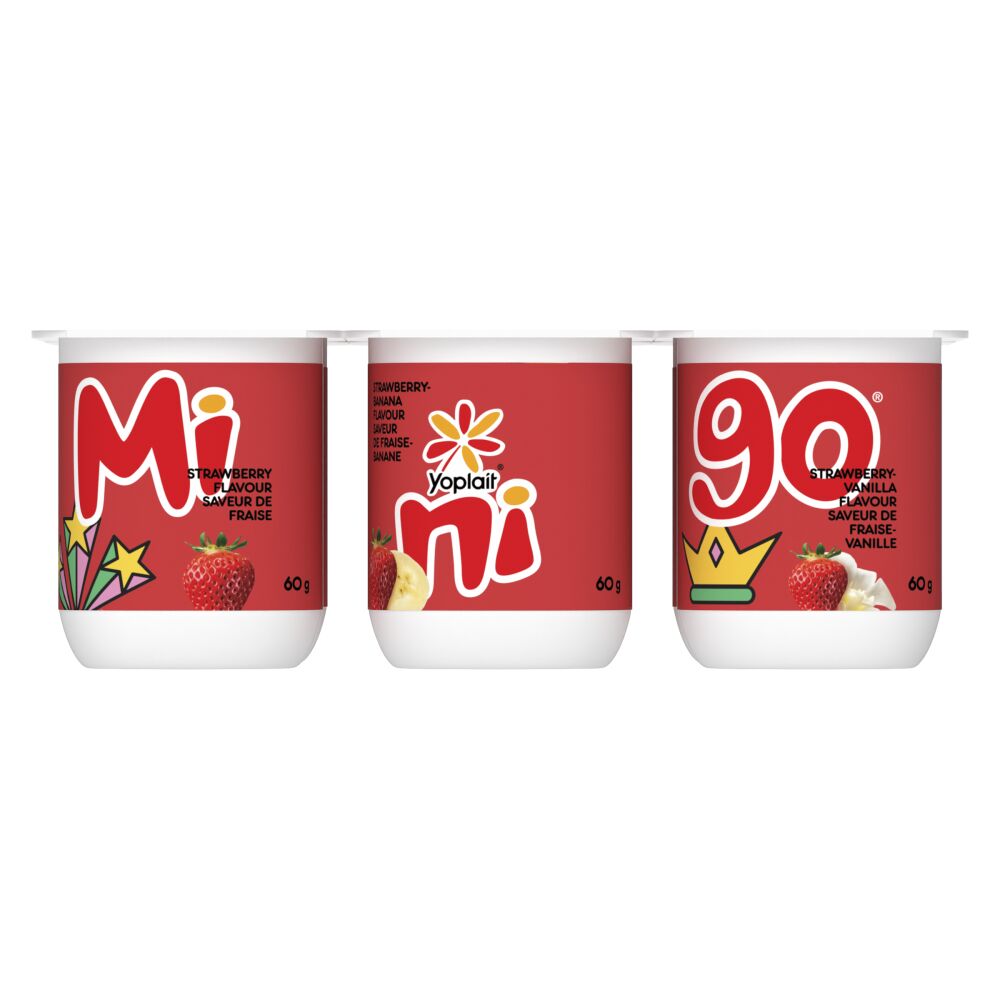 Yoplait Minigo Strawberry, Strawberry-Banana And Strawberry-Vanilla Fresh Cheese 2% M.F. 6x60g