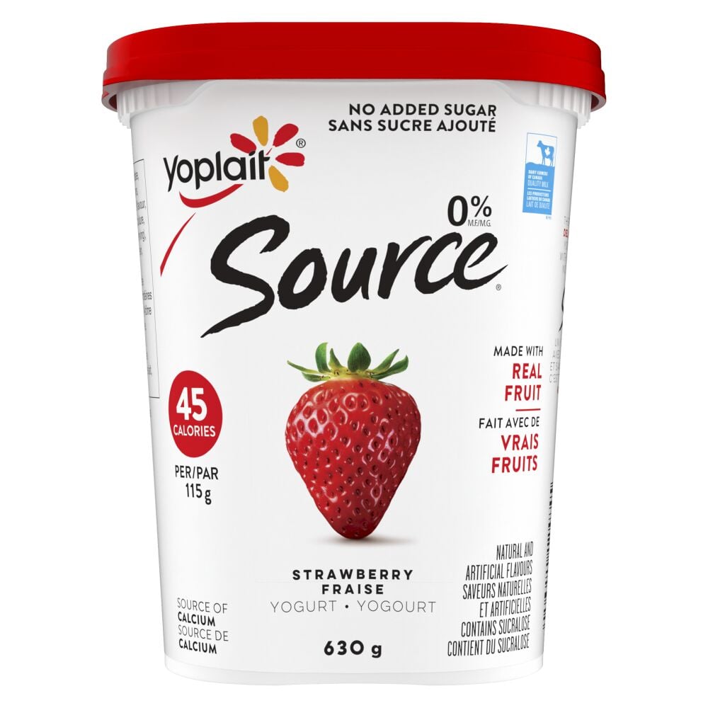 Yoplait Source No Sugar Added Strawberry Yogurt 0% M.F. 630g