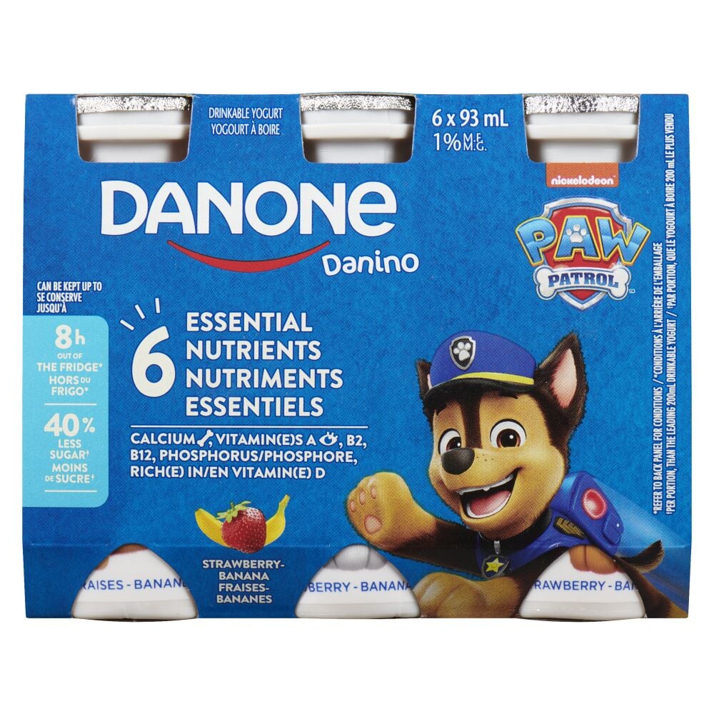 Danino Strawberry-Banana Drinkable Yogurt 1.5% M.F. 6x93ml