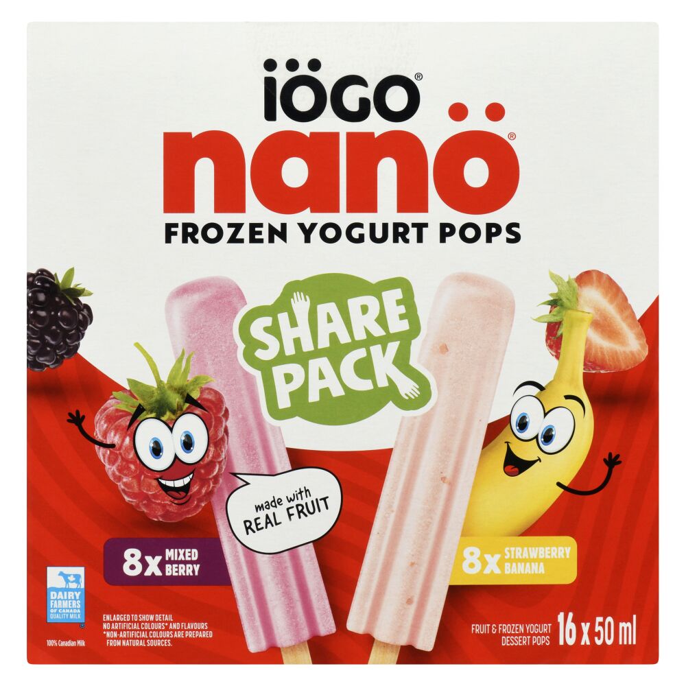 Iögo Nanö MIixed Berry And Strawberry Banana Frozen Yogurt Pops 16x50ml