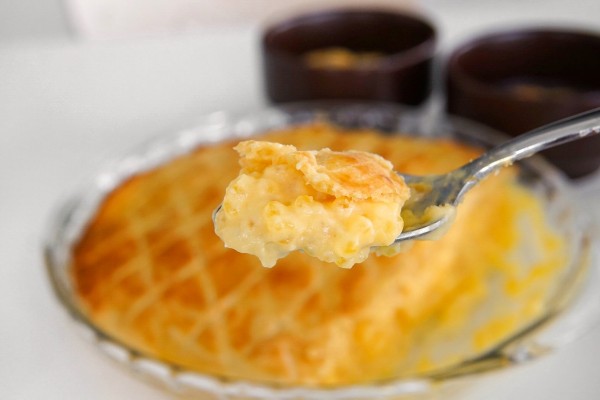 Golden-baked tapioca pudding made with Canadian milk—creamy texture