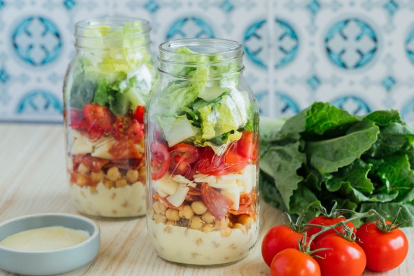 ''La Scala'' Chopped Salad with Creamy Dressing in a Mason Jar