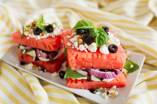 Watermelon and feta sandwich