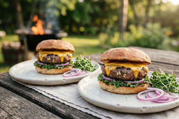 Cheddar lamb burger