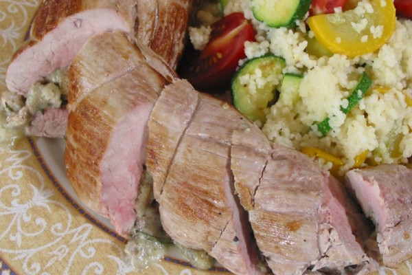 blue cheese stuffed pork tenderloin with maple sauce