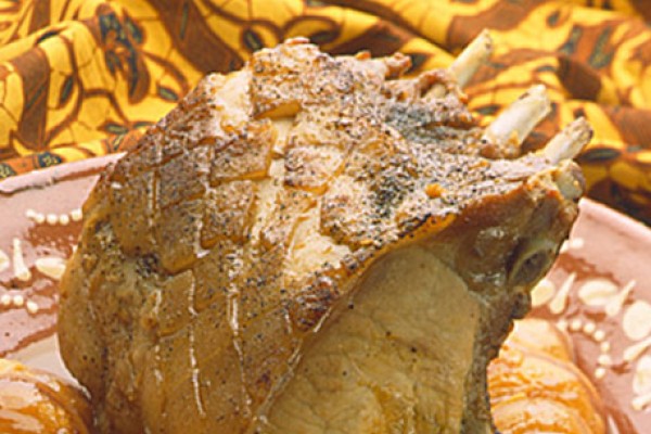 braised rack of pork with pearl onions and apricots