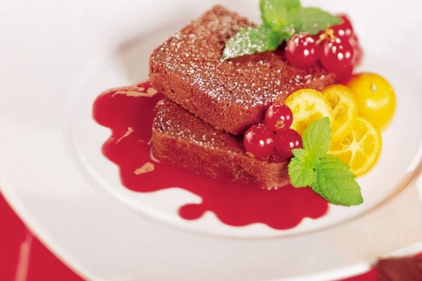 chocolate passion on a berry coulis