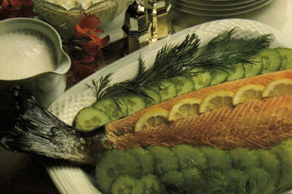 fresh salmon with dill and egg sauce