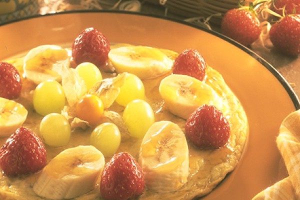 fruity omelet with maple yogurt