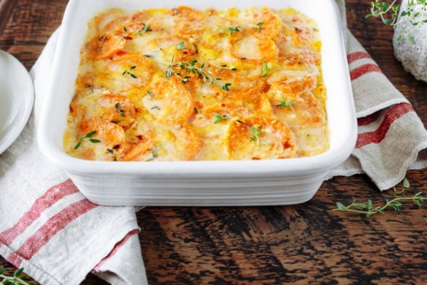 hearty sweet potato au gratin