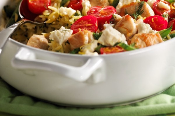 lemon chicken feta and orzo casserole