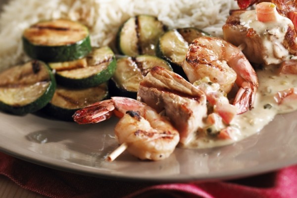 marinated shrimp and pork kabobs