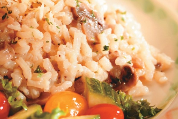 microwave mushroom and cheddar risotto