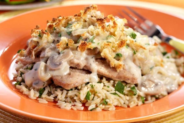 mushroom herb veal gratin