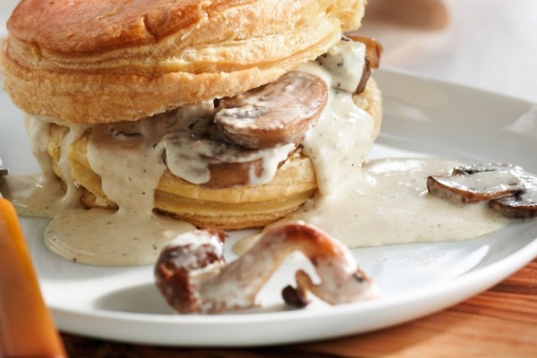 mushrooms in puff pastry with hazelnut cream