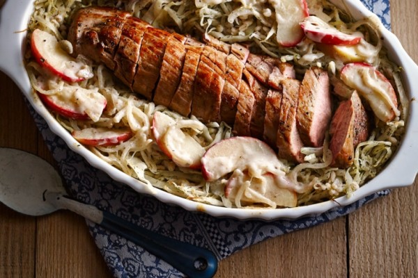 pork apple and cabbage barley casserole