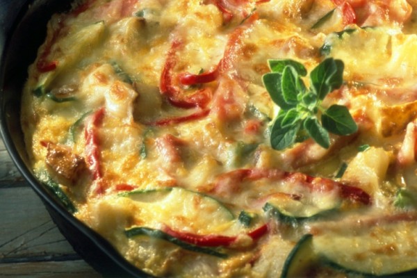 potato and ham omelet
