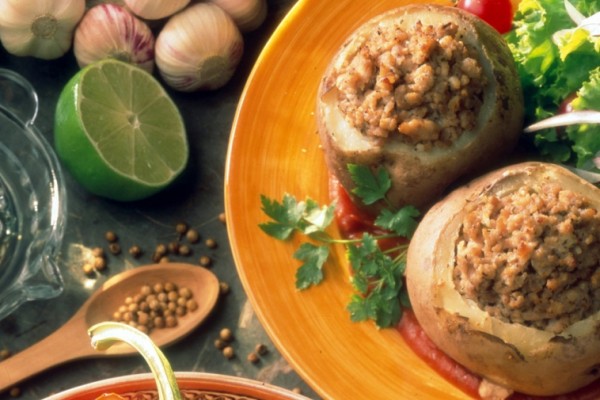 potatoes stuffed with pork ricotta and tomato sauce