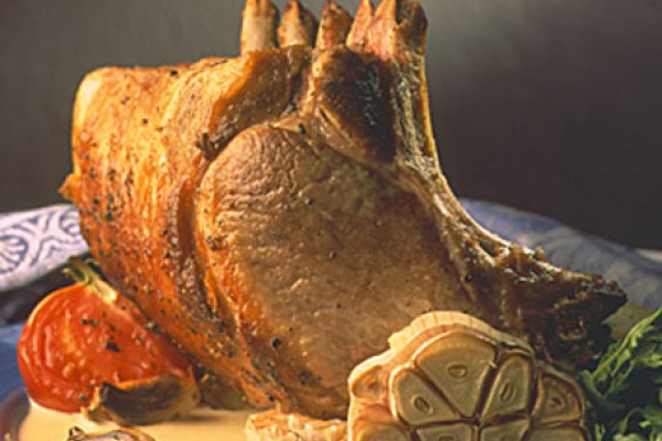 rack of pork with creamy garlic