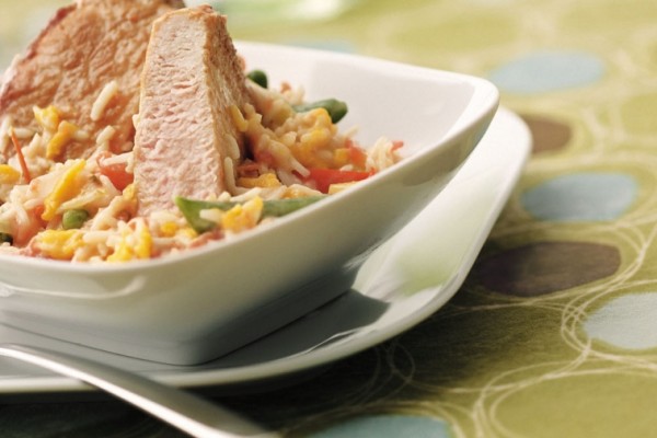 salsa pork chops and rice