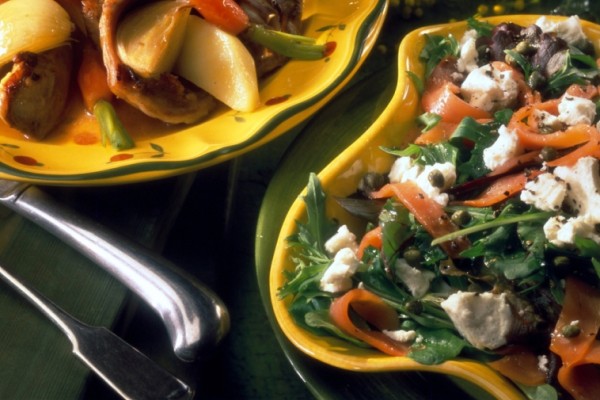 smoked salmon and cantonnier cheese salad