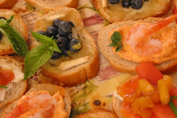 st honore canapes with blueberries