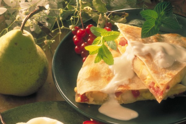 strawberry and pear quesadillas