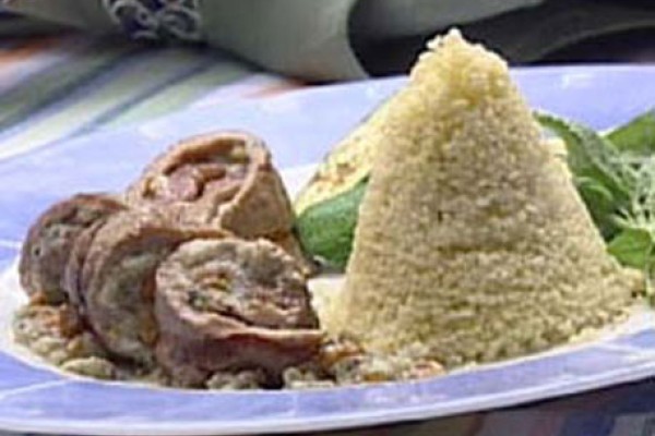 veal rolls with blue cheese and roasted pine nuts