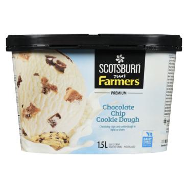 Scotsburn Joins Farmers Chocolate Chip Cookie Dough Premium Light Ice Cream 1.5L