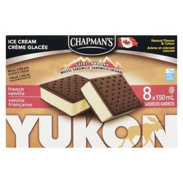 Chapman's Yukon Moose Sandwich French Vanilla Ice Cream Sandwiches 8x150ml