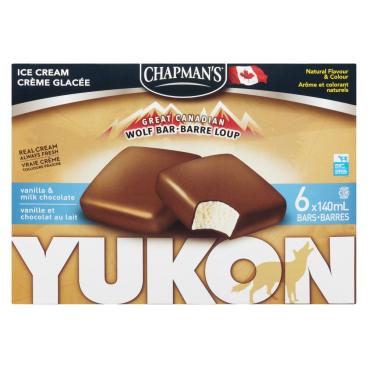 Chapman's Yukon Wolf Bar Vanilla & Milk Chocolate Ice Cream Bars 6x140ml