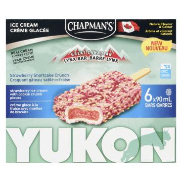 Chapman's Yukon Lynx Bar Strawberry Shortcake Crunch Ice Cream Bars 6x90ml