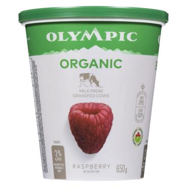 Olympic Organic Raspberry Balkan Style Yogurt 3% M.F. 650g