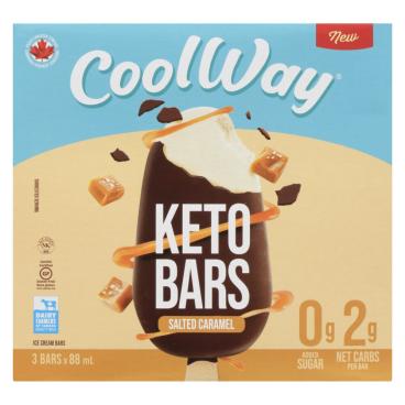 Coolway Chocolate Covered Salted Caramel Keto Ice Cream Bars 
 3x88ml