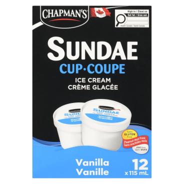 Chapman's Sundae Cup Vanilla Ice Cream 12x115ml