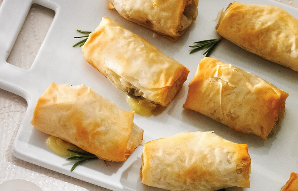 Brie, mushroom and rosemary pastries