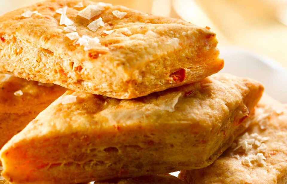 Savoury cheddar shortbread diamonds