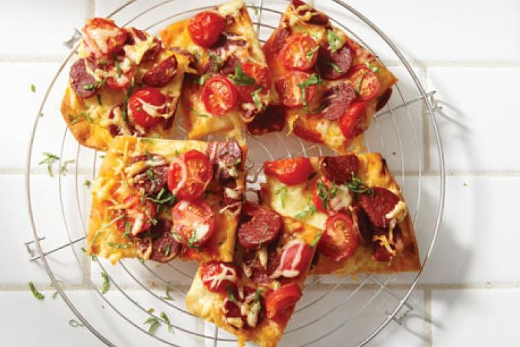 tapas-style-pizza-with-chorizo-and-gouda