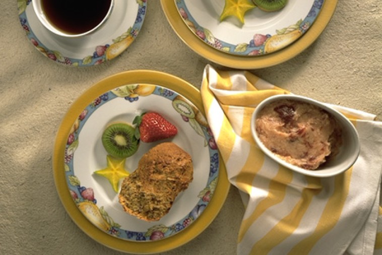 banana bran muffins with strawberry butter