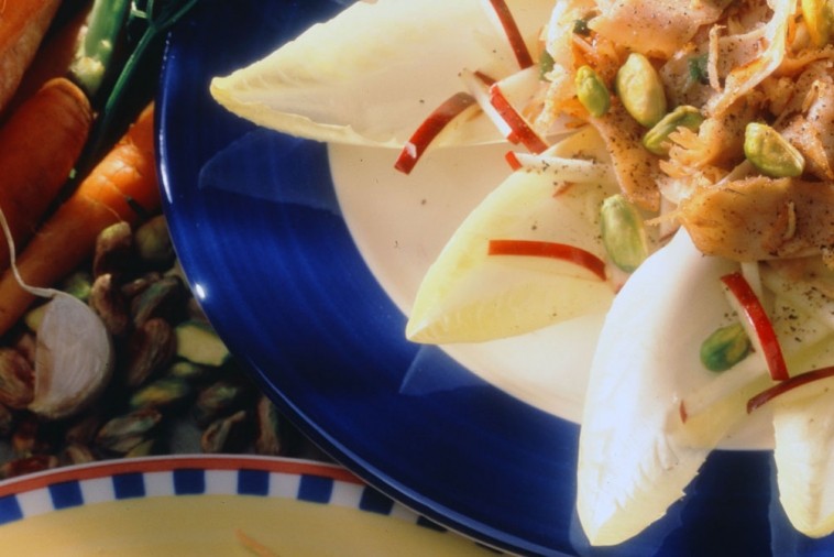 belgian smoked turkey salad with pistachio and apples