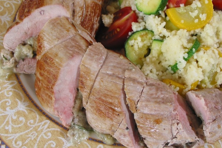 blue cheese stuffed pork tenderloin with maple sauce