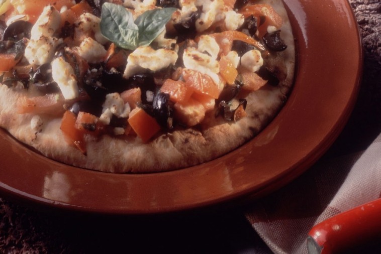 bruschetta style pizza pitas with bocconcini cheese