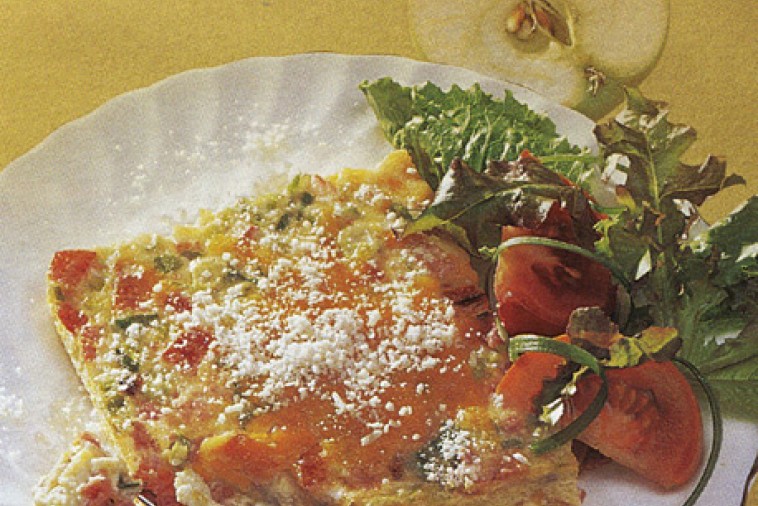 cheddar tomato and bacon oven omelet